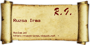 Ruzsa Irma névjegykártya